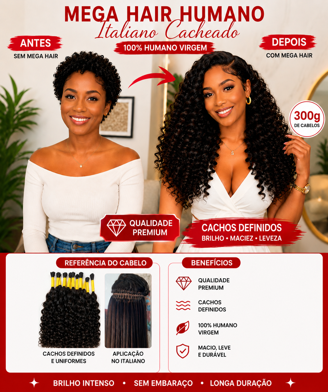 Mega Hair Italiano Cacheado Nº 2 - 300g